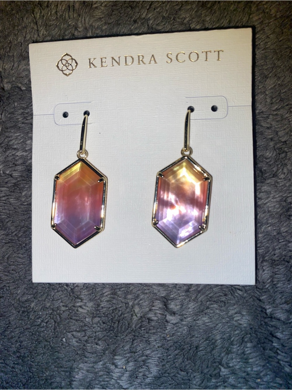 BNWT Kendra Scott Gold Sunrise Watercolor Illusion Hallie Drop Earrings $80